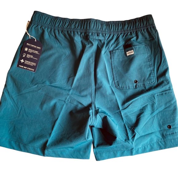 Trunks Surf & Swim Co Men MultiPurpose Short 6.5 in Sz XXL Stretch Jacquard Teal - Picture 2 of 15